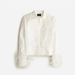 J. Crew White Boxy 3/4 Sleeve Button Down Shirt